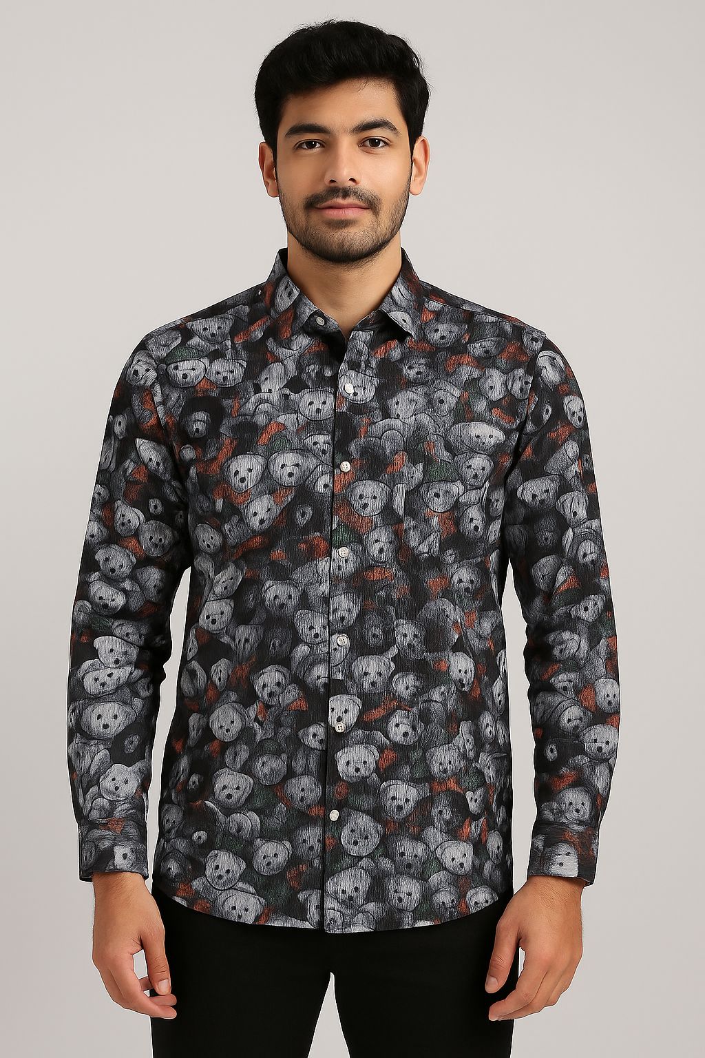 FOLO Men's Classic Black Full Sleeve Casual Shirt