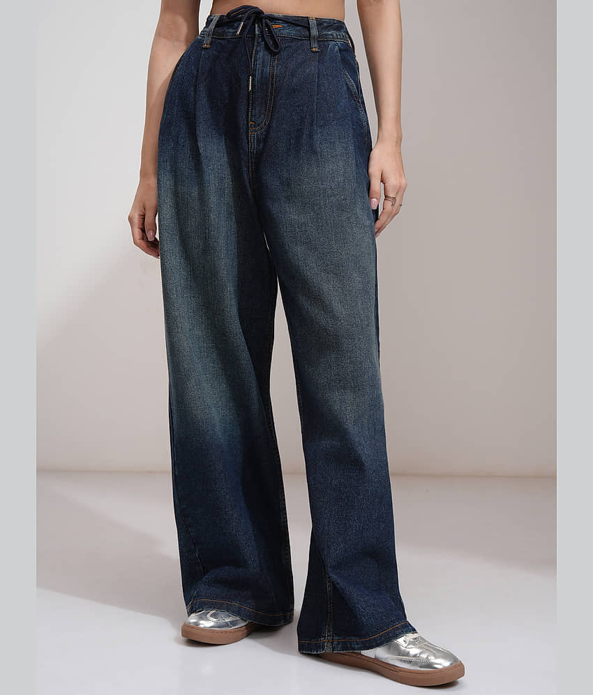 Tokyo Talkies Women's Baggy Fit Mid-Rise Jeans ( Blue )
