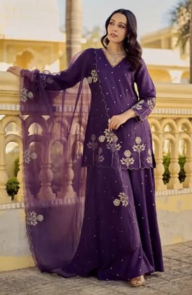 Vaidehi Fashion Women Embroidered Fandy Silk Anarkali Kurta Set with Dupatta Embroidered Anarkali Kurta, Bottom & Dupatta Set