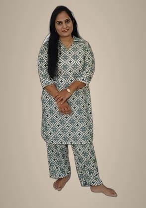 Mom And Me Pista Cotton Co-Ord Set (L) | Premium Printed Ethnic Set | Casual & Festive
