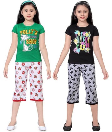 Sini Mini Pack of 2 Girls 100% Cotton Top With Shorts ( Multi )