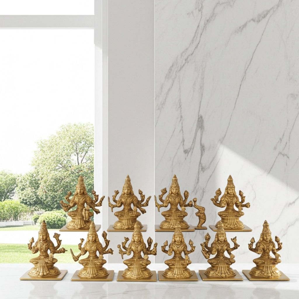 Brass Showpiece Ashtalakshmi Set Laxmi Ji God Idol Statue [Set Of 8 Pieces] (BSMAS1213 A)