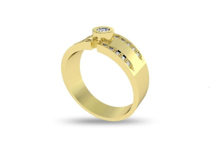 Raised Single CZ Ring for Men