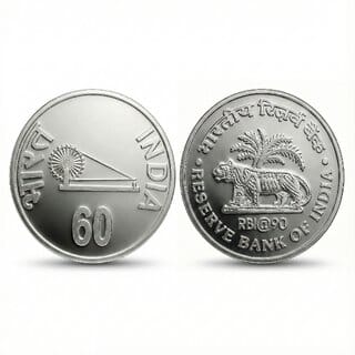60 Rupees 90 Years of RBI, India Silver-plated Fantasy Coin Silver Collection