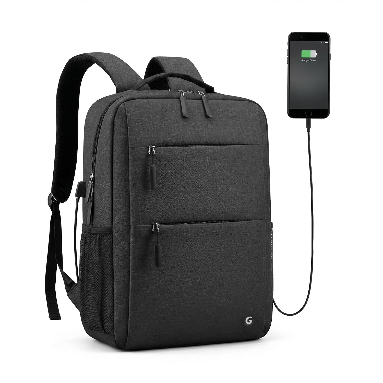 GadgetBite Graphite 20L Laptop Backpack with 15.6" Laptop Compartment, USB Charging Port, Organiser Pockets and Bottle Holder. Ideal for Office, College and Travel