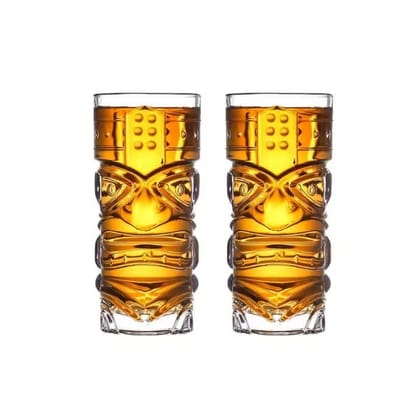 Beer Mug | 400 ML | Modern Bar Tiki Glasses | Premium Crystal Clear Glass | Cocktail Cup | Perfect for Whiskey, Wine, Juice, mocktail