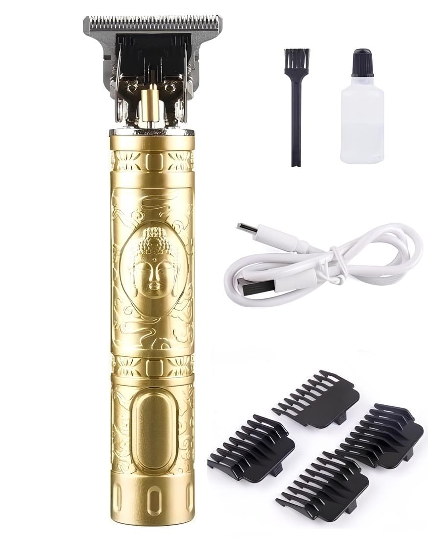WUGO::Trimmer for Men Buddha Style Professional Rechargeable Cordless Electric Hair Clippers with T-Blade & 4 Guide Combs for Hair Cutting