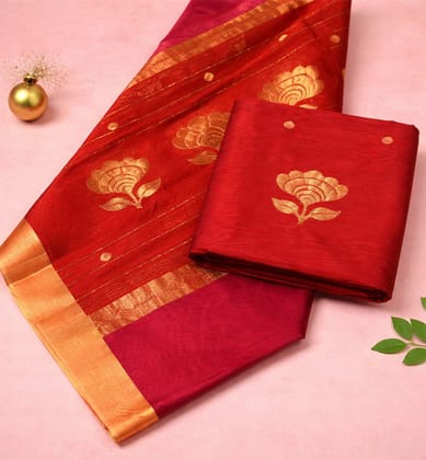 Handwoven Unstitched Chanderi Suit Set (Silk × Mercerised Cotton) Handwoven Unstitched Chanderi Suit Set (Silk × Mercerised Cotton)