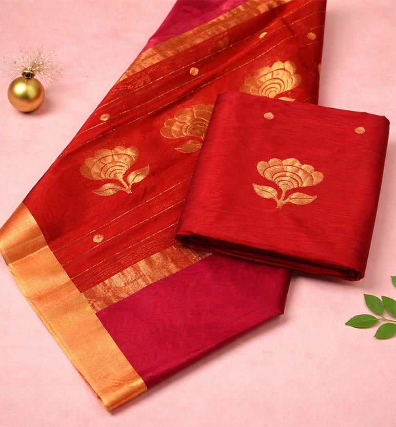 Handwoven Unstitched Chanderi Suit Set (Silk × Mercerised Cotton)