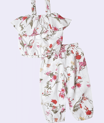 harshvardhanmart.com Pack of 1 Baby Girls Crepe Top & Trouser ( Off White )