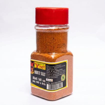 Y Not Bhut Salt - Black Salt with King Chilli & Herbs - 80 gm - One plastic shaker bottle