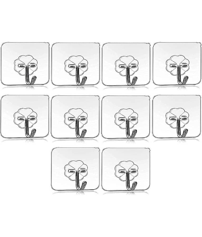 Self Adhesive PVC Flower Wall Hooks, Pack of 20 Heavy Duty Strong Nail Free Hooks for Wall