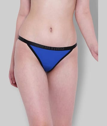 La Intimo Cotton Solid Women's Thongs ( Blue )