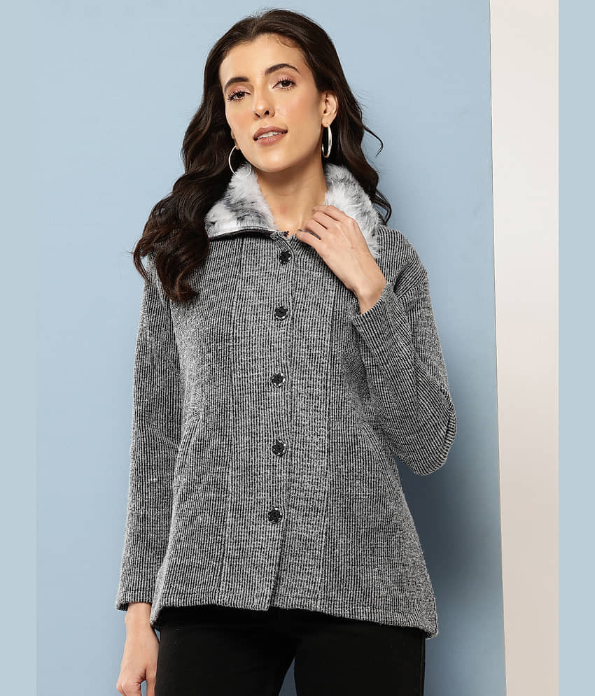 Aarika Women Woollen Shirt Collar Pullover ( Black )
