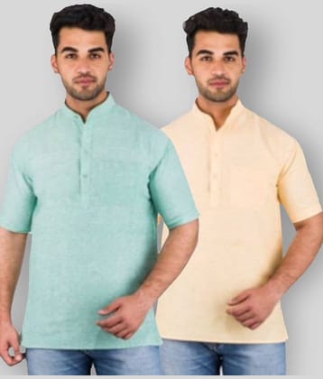 DESHBANDHU DBK - Multicolor Cotton Men's Shirt Style Kurta ( Pack of 2 )