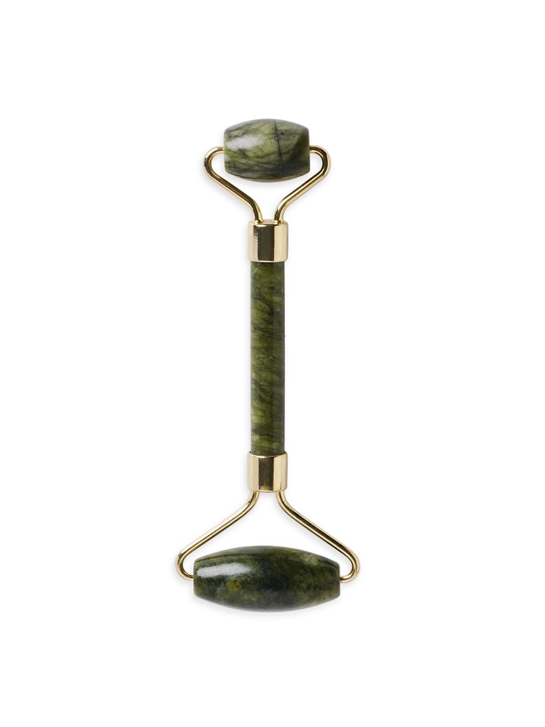 Bungalow Beauty Jade Roller, Double-Ended Facial Massage Tool, Gold and Green