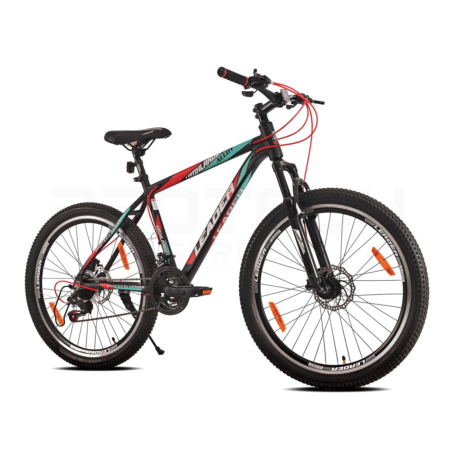Leader Highlander 26T 21-Speed Alloy MTB Cycle With Dual Disc Brake And Front Suspension 26 T Hybrid Cycle/City Bike (21 Gear, Black)