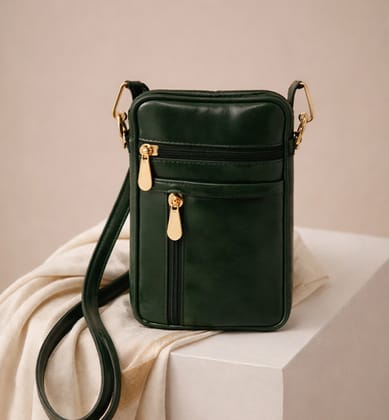 Premium Handcrafted Sheep Leather Multi-Zip Mini Sling Bag – Olive Green Premium Handcrafted Sheep Leather Multi-Zip Mini Sling Bag – Olive Green