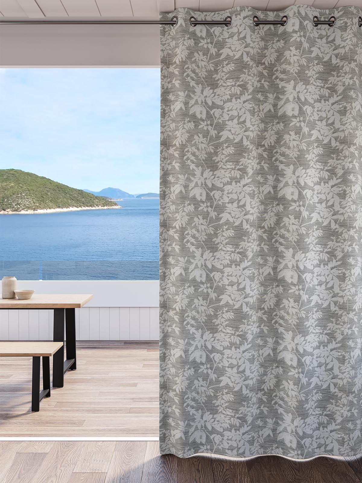 DDECOR - 100% PolyesterFloral PatternDoor 7 Ft|135 CM X 225 CM| - Grey