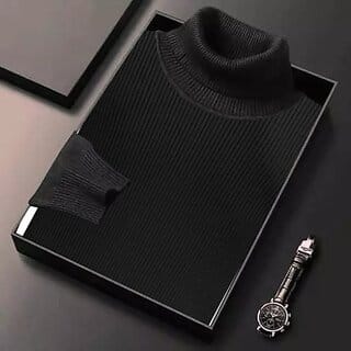 Fashlook Mens Black Solid High Neck Full Sleeve Sweatshirt Fashlook Mens Black Solid High Neck Full Sleeve Sweatshirt