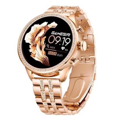 GameSir Premium Luxurious Gen 9 Smartwatch, HD Display Gold Metal Strap & Activity Tracker, Bluetooth Calling, Customizable Watch Faces, Water Resistant Smartwatch for Women & Girls(Rose Gold) Rose Gold / GEN 9 Rose Gold