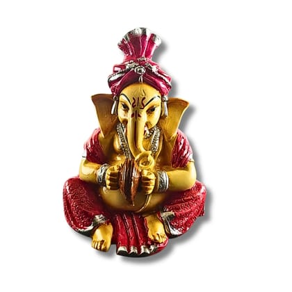 Saadhya Decors Blessings Ganpati Idol – Small Red &amp; Gold Ganesha Statue for Home &amp; Office
