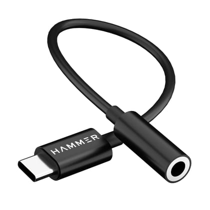 HAMMER Type-C to 3.5mm Audio Jack Connector Adapter with DAC Compatible with Type C Devices (Black)