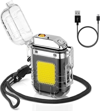 Electric Lighter - Dual Arc Plasma Beam With COB Light - USB Rechargeable, Windproof, No Butane - Ideal for Indoor and Outdoor Activities