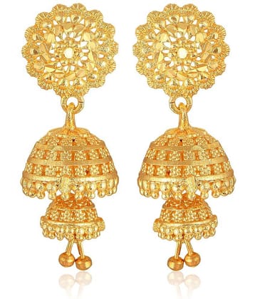 VIVASTRI Golden Jhumki Earrings ( Pack of 1 )