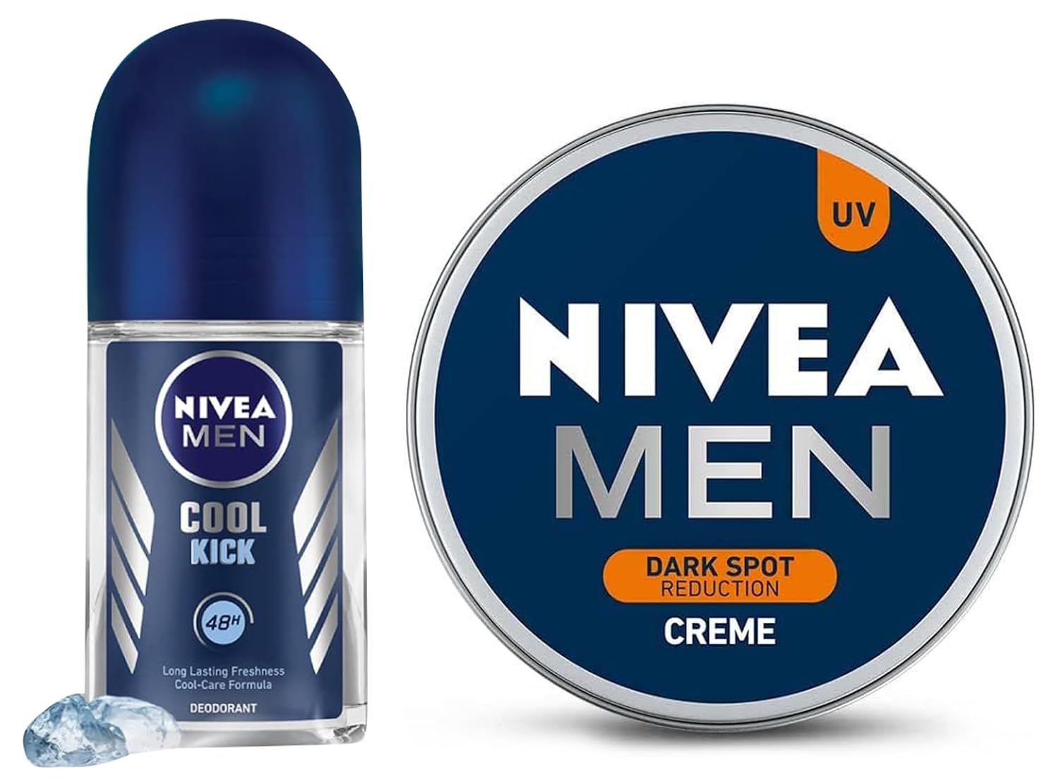 NIVEA Men Creme, Dark Spot Reduction Cream, 75ml And NIVEA Men Roll-On Deodorant, Cool Kick, 50ml NIVEA Men Creme, Dark Spot Reduction Cream, 75ml And NIVEA Men Roll-On Deodorant, Cool Kick, 50ml - 75 ml (Pack of 1)