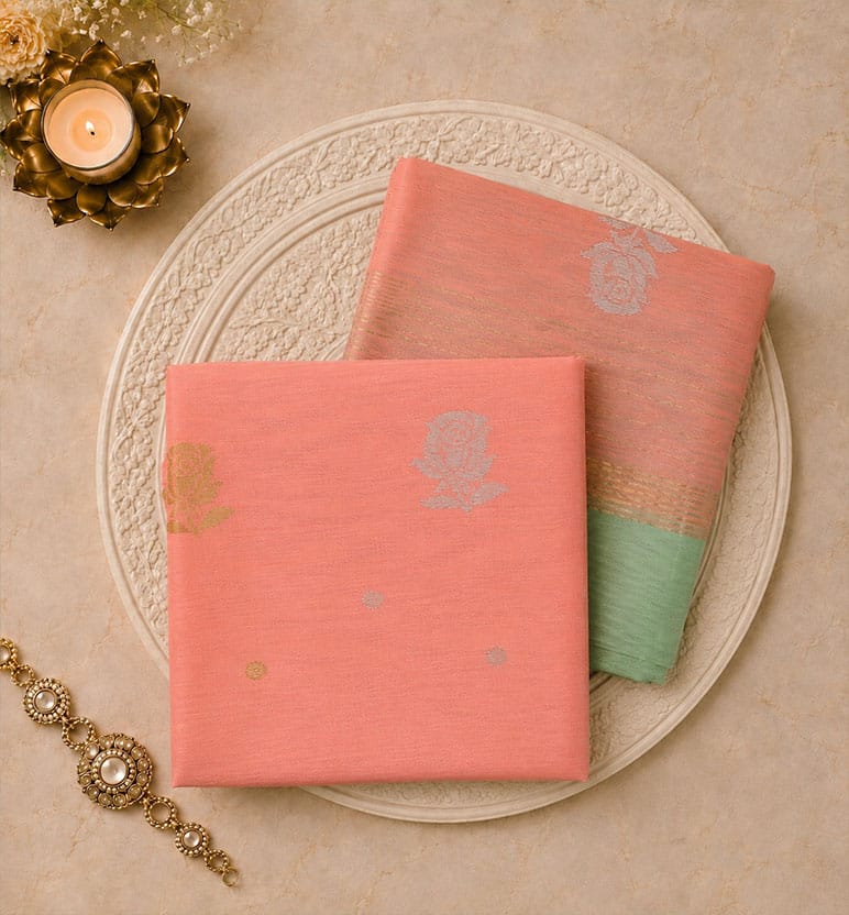 Handloom Chanderi Unstitched 2-Piece Silk By Cotton Suit Set