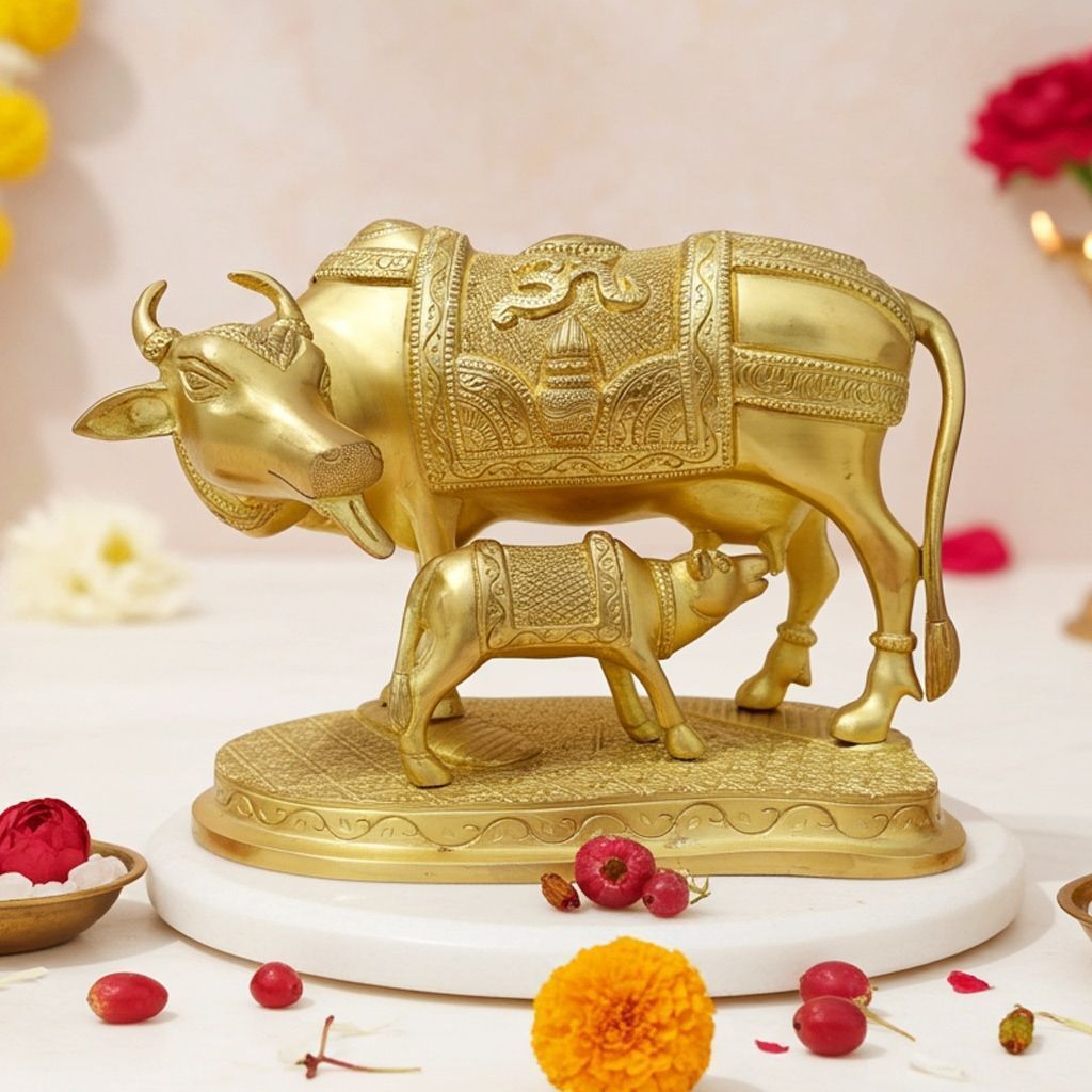 Brass Showpiece Gaye Bachdha Statue (BSMAS002)