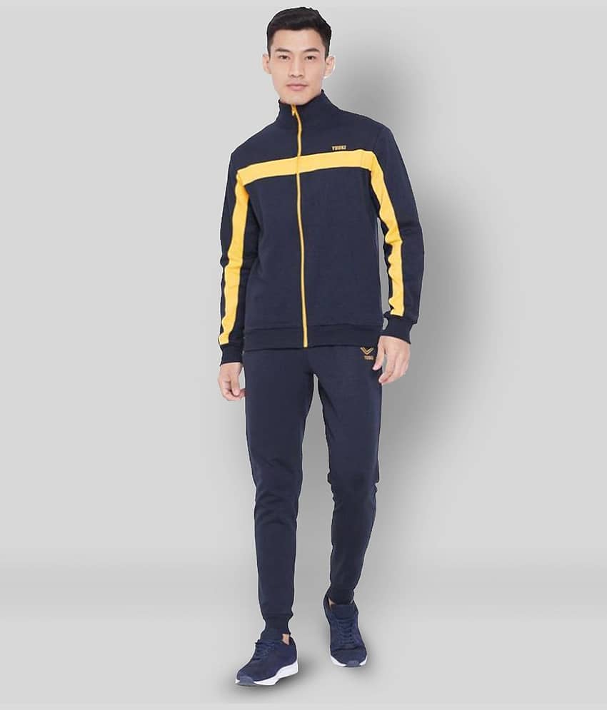YUUKI - Navy Blue Polyester Regular Fit Solid Men's Sports Tracksuit ( Pack of 1 )
