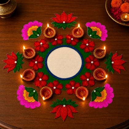 Reusable Ready Rangoli Design Lightweight Easy Use Multicolored Festive Gift