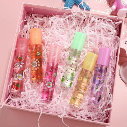 Elecsera Fresh Lip Glaze Transparent Colorless Moisturizing Lip Lotion, Lip Oil Fruit (Pack of: 6, 21.6 g) Multicolor