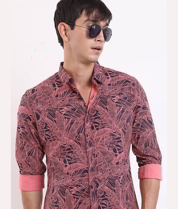 Ketch 100% Cotton Slim Fit Printed Full Sleeves Men's Casual Shirt - Orange ( Pack of 1 )
