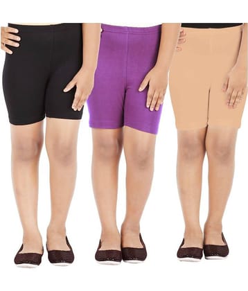 LULA Pack of 3 Girls Cotton Blend Cycling Shorts ( Multicolor )