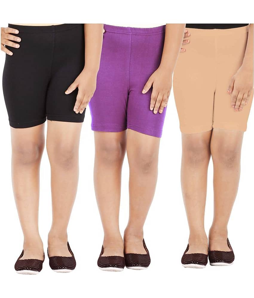 LULA Pack of 3 Girls Cotton Blend Cycling Shorts ( Multicolor )