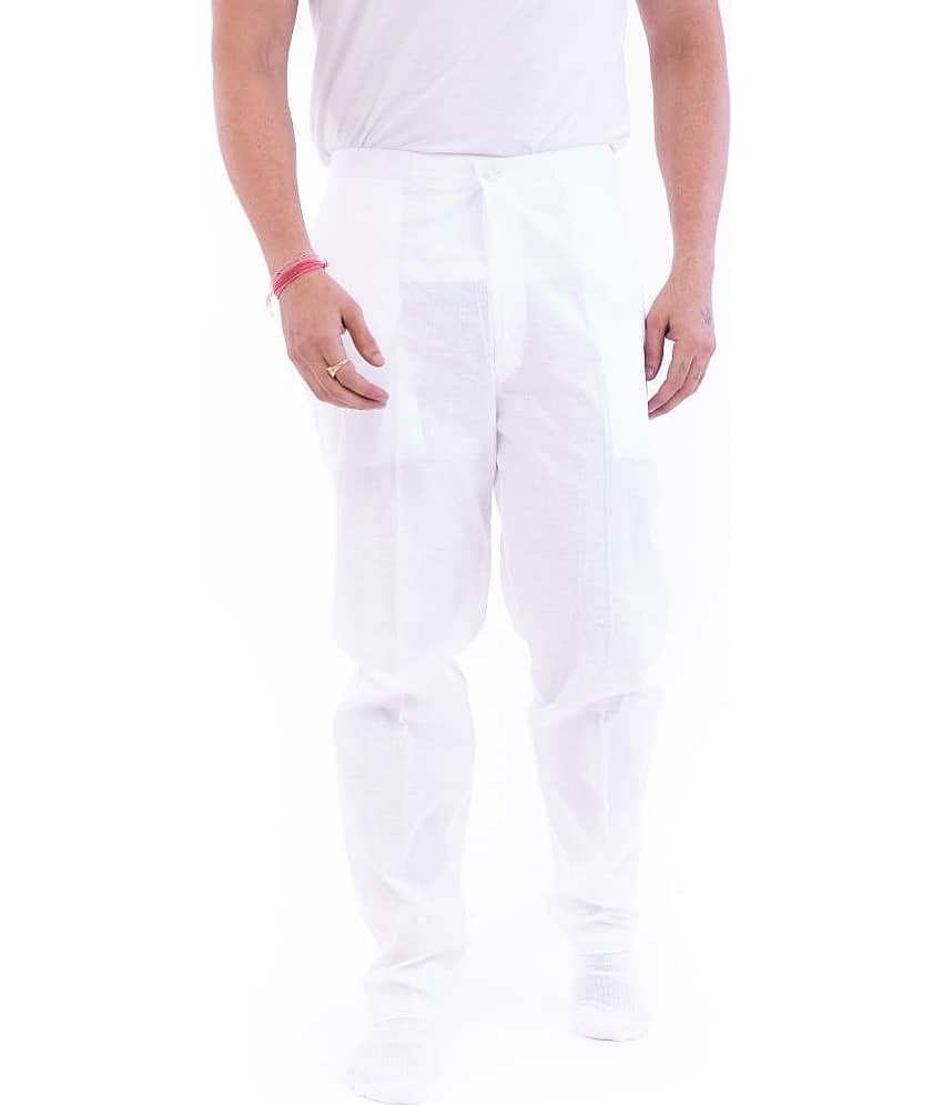 DESHBANDHU DBK White Cotton Blend Men's Trackpants ( Pack of 1 )