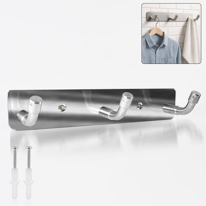 Stainless Steel Wall Mounted Coat 3 Hook Rack (14x3 / 1 Pc)