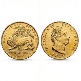 2 Mohur 1835 William 4th, British India Gold-plated Fantasy Coin Silver Edition
