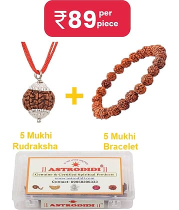 Astrodidi 5 Mukhi Rudraksha Pendant and Bracelet | Nepali Five Face Pendant and Bracelet