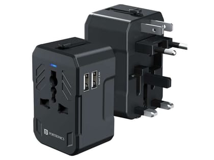 Portronics Juicemate 2 Universal Travel Adapter with 12W Dual USB-A Output Port, All in One International Travel Fast Charging Adapter, Suitable for 200+ Countries