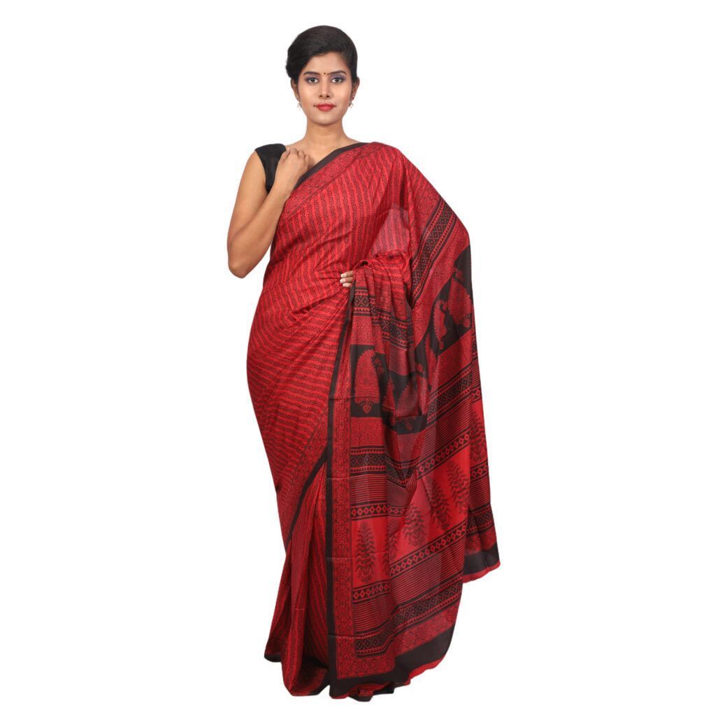 HANDLOOM MULBERRY SILK SAREE WITH BLOUSE (SKU - 3I0107030422 SAREE- 205)
