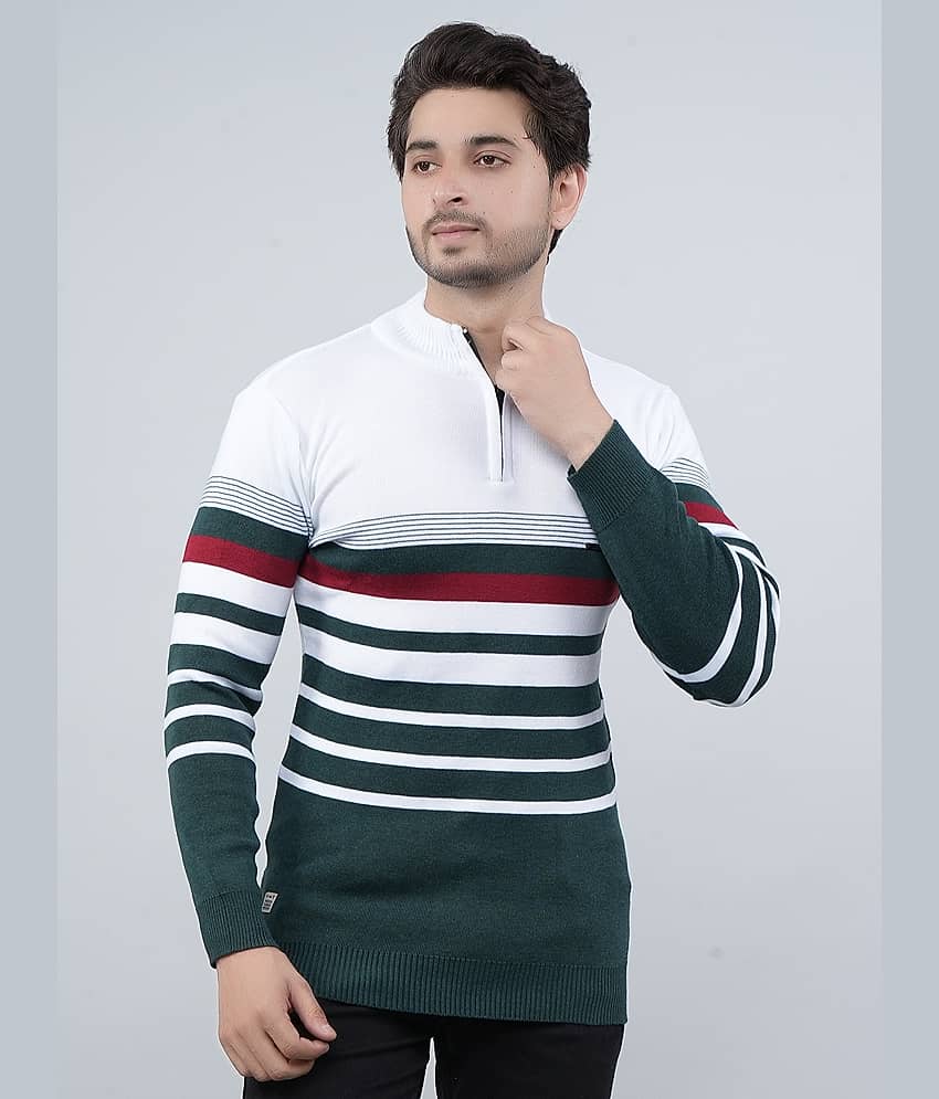 FEVERFEW Cotton Blend V-Neck Men's Full Sleeves Pullover Sweater - Light Blue ( Pack of 1 )