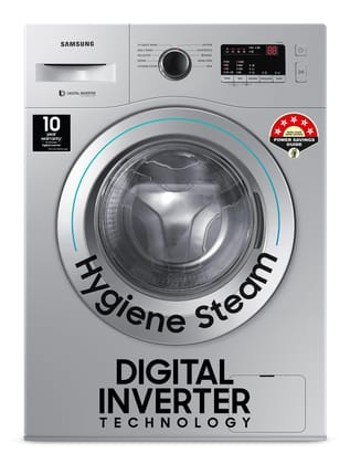 Samsung 7 KG, 5 star, Hygiene Steam with Inbuilt Heater, LED Display, Diamond Drum, Fully-Automatic Front Load Washing Machine with 20 years warranty on Digital Inverter(WW70R20GLSS/TL, DA SILVER) Samsung 7 KG, 5 star, Hygiene Steam with Inbuilt Heater, 