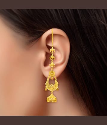 LUV FASHION Golden Jhumki Earrings ( Pack of 1 )