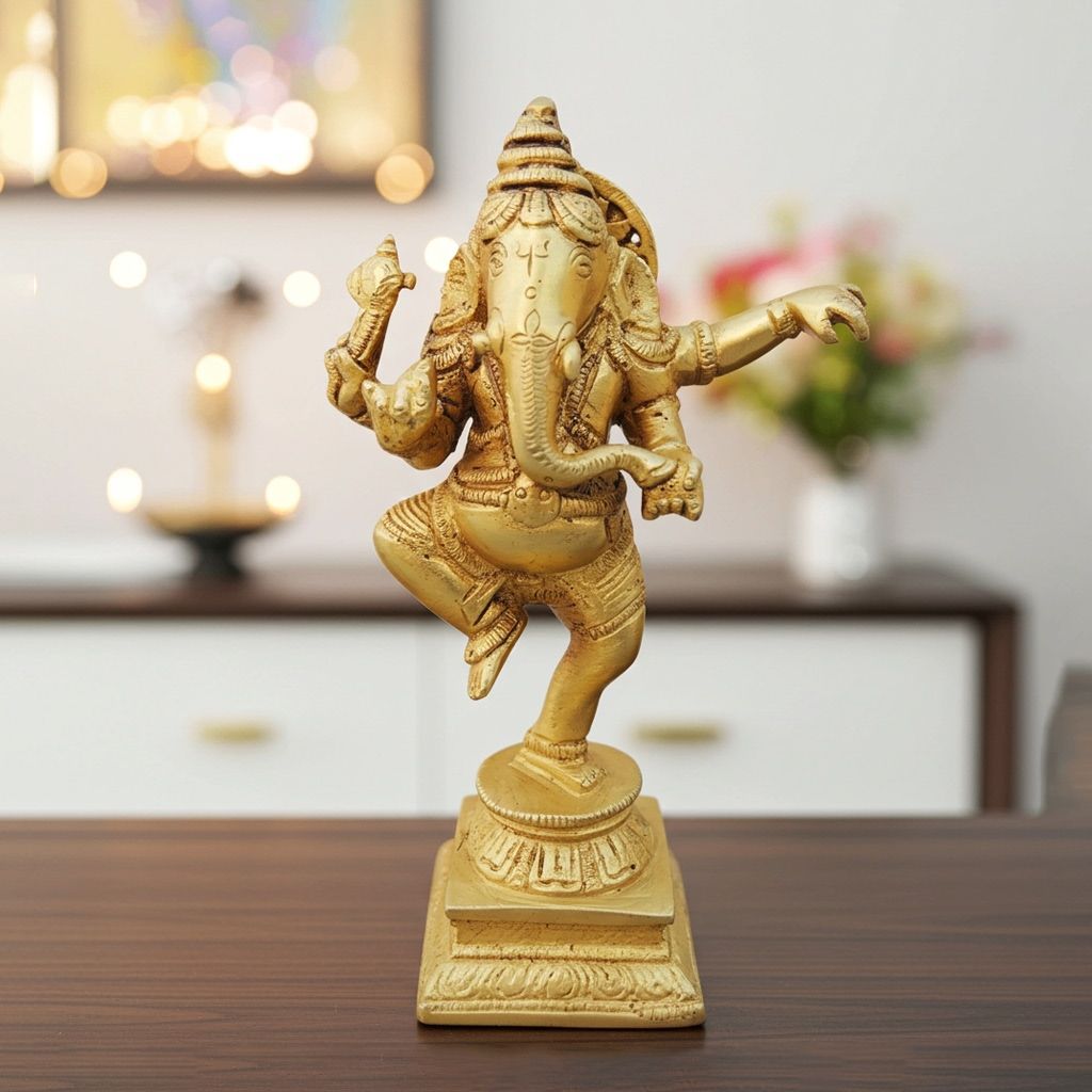 Brass Showpiece Dancing Ganesha Statue (BSMAS1257 A)
