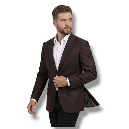 Men's Choclate Brown Two-Button Formal Blazer, Polyester Blend, Notch Lapel, Regular Fit, Slim Silhouette Men's Choclate Brown Two-Button Formal Blazer, Polyester Blend, Notch Lapel, Regular Fit, Slim Silhouette