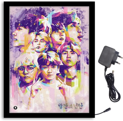 NOKKES Bts Team Painting Light Photo Frame 8X10 inch Led Light photo Frame With Light Adaptor Led Light Photo Frame Black Color Photo Frame_AQW142 NOKKES Bts Team Painting Light Photo Frame 8X10 inch Led Light photo Frame With Light Adaptor Led Light Photo Frame Black Color Photo Frame_AQW142